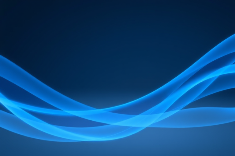 Create a high-resolution abstract image featuring blue light waves intersecting with a smooth gradient background, using a DSLR camera with a 50mm lens at f/2.8, ISO 100, 1/200 sec shutter speed, shot from a low angle with a soft-focus background.