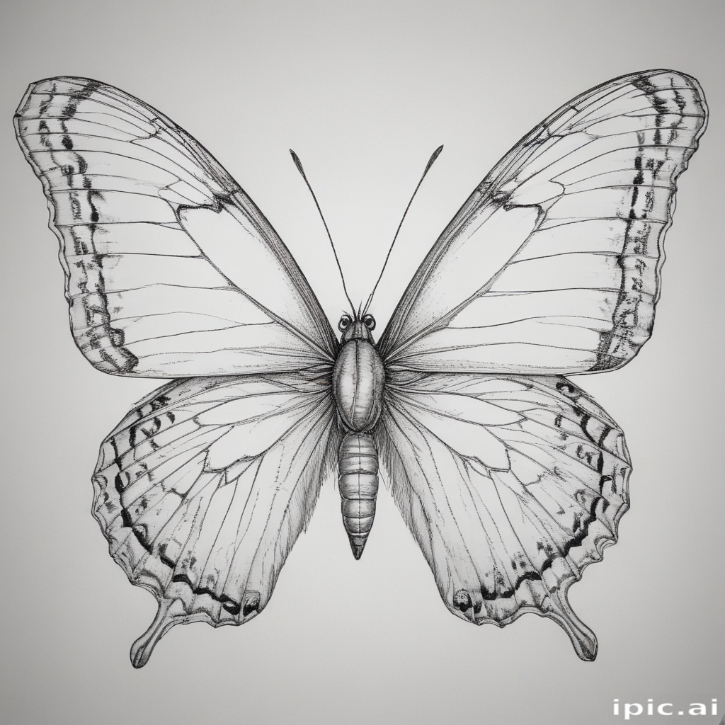 A Detailed Illustration of a Beautiful Butterfly with Intricate Wing ...