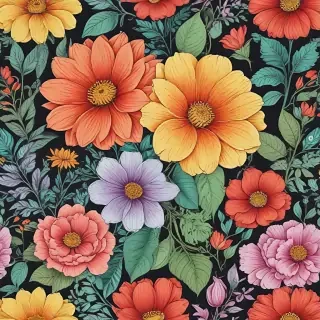color drawings of flowers