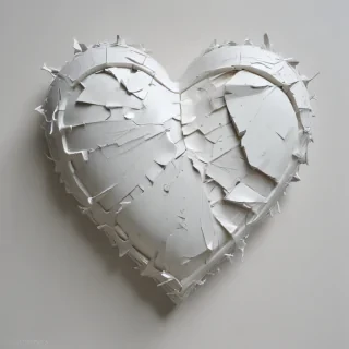 white broken heart