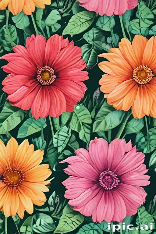 drawings of flowers with color