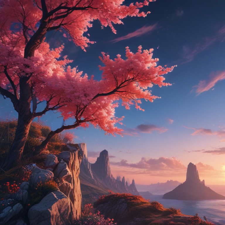 a-serene-sunset-landscape-featuring-cherry-blossom-trees-and-majestic