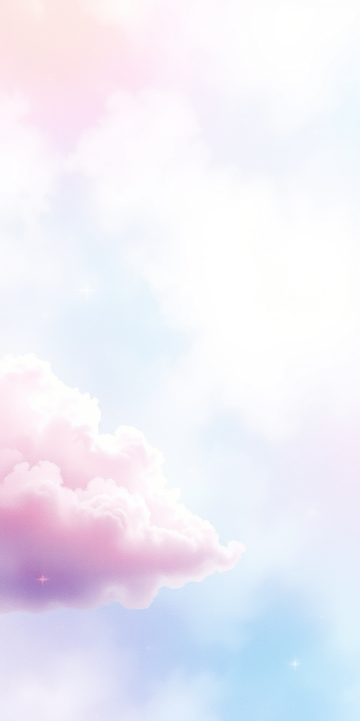Create a dreamy watercolor background featuring soft pastel colors such as light blue pink and lavender with fluffy clouds and gentle sparkling stars scattered throughout the scene. The overall mood should be calming and ethereal.
