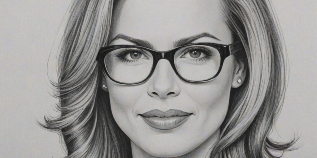 Dazzling Brooke Burns, pencil sketch, portrait of Ravishing woman 1934s in glasses, hair style beatnik, outline, clear lines, fine lines, 8k