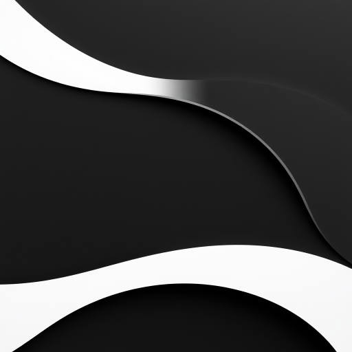 Create a high-resolution image of a minimalist black and white abstract design featuring smooth curves and sharp angles, shot with a DSLR camera at f/8 aperture, ISO 100, 50mm lens, in natural light from the left side, using a top-down view for clarity and detail.