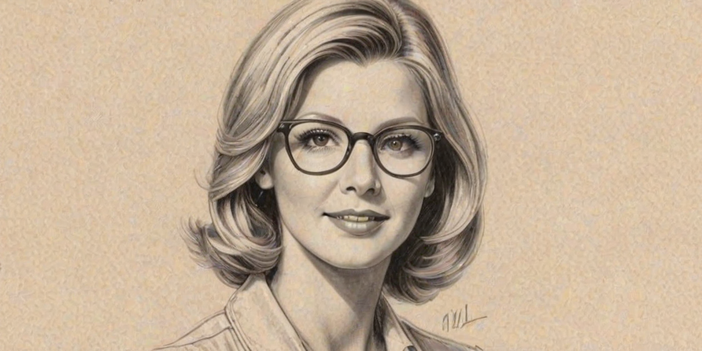 Wonderful Olivia Newton-John, pencil sketch, portrait of Attractive woman 1933s in glasses, hair style beatnik, outline, clear lines, fine lines, 8k