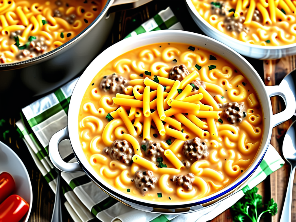 one pot macaroni cheeseburger soup