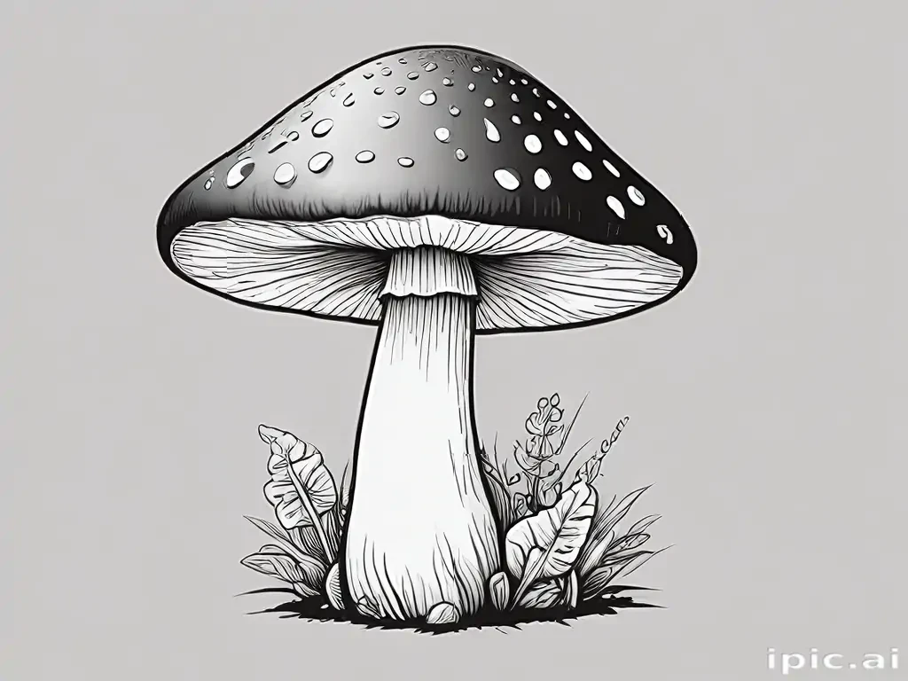 mushroom clipart black and white