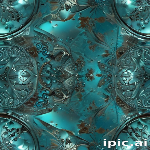 Intricate Abstract Design Featuring Swirls of Teal and Silver Patterns