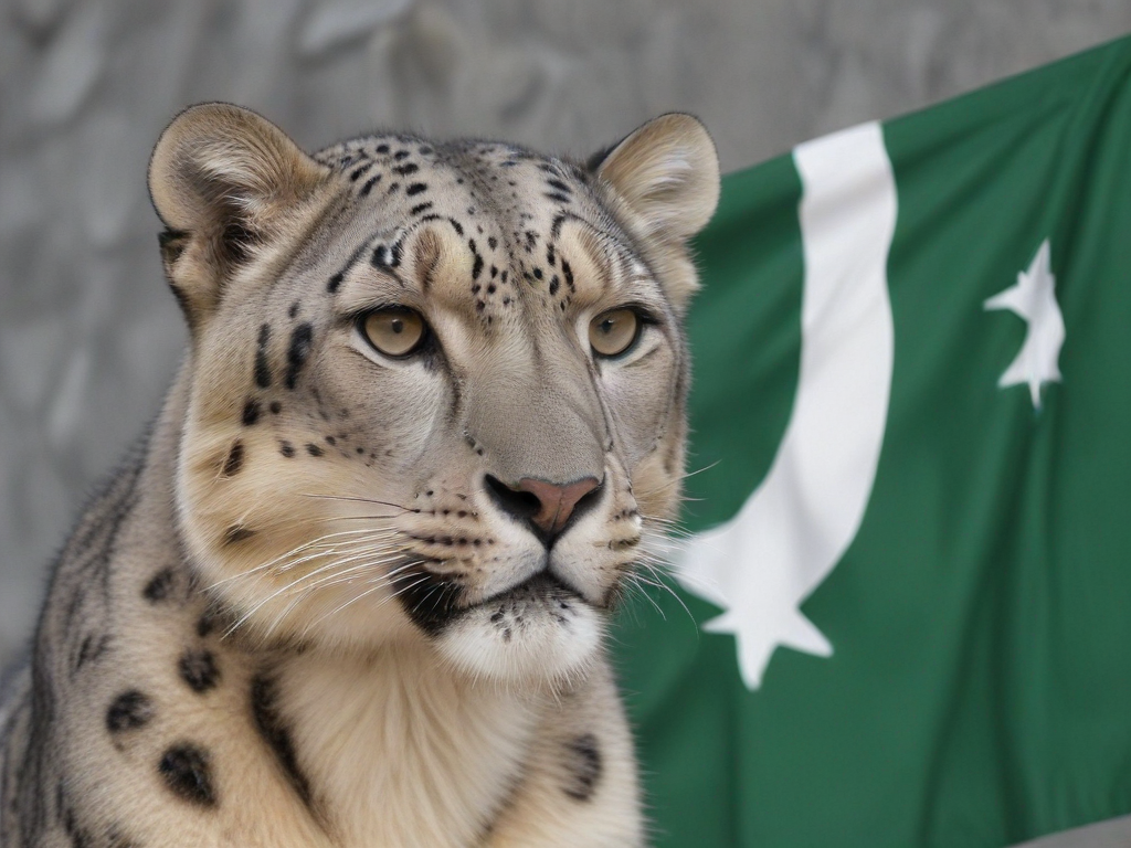 Pakistan Leopard create a Snow leopard which represents pakistan.use pakistan flag at ...