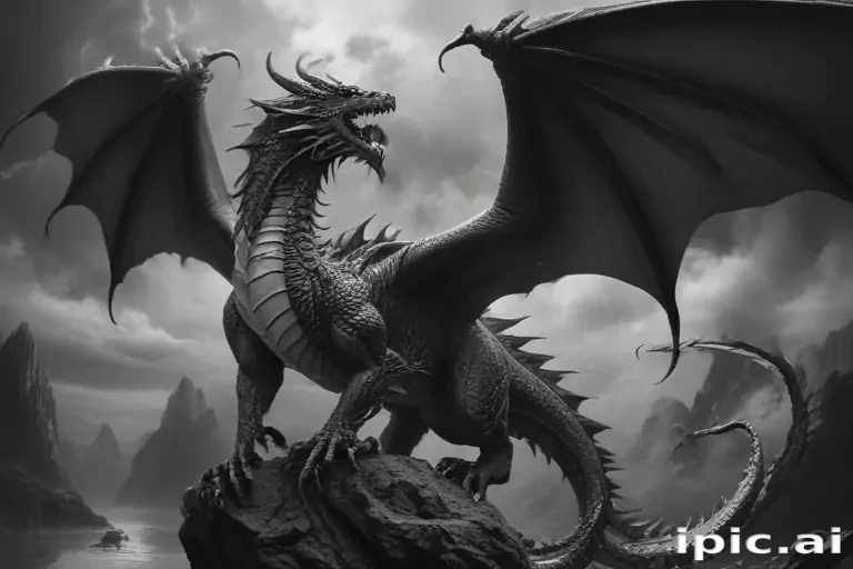 dragon black and white