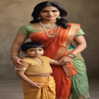 mom and son indian