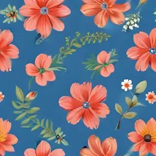 blue background with flowers