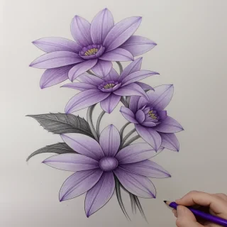 purple flower drawing