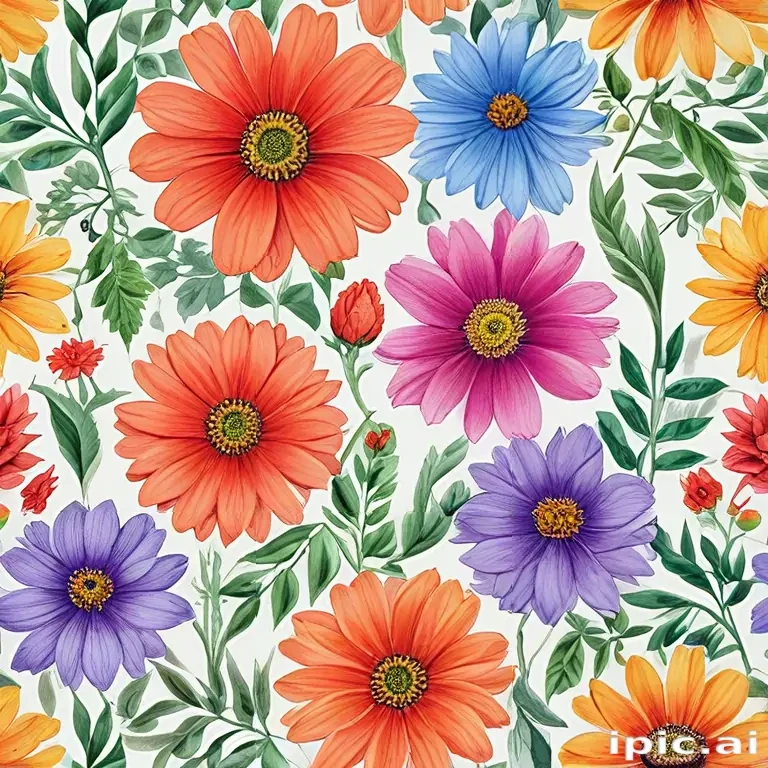 flower drawings with color