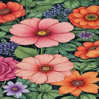 color drawings of flowers