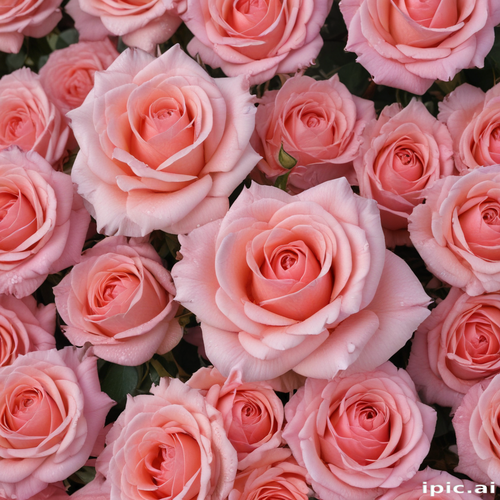 A Beautiful Array of Delicate Pink Roses in Full Bloom Together.