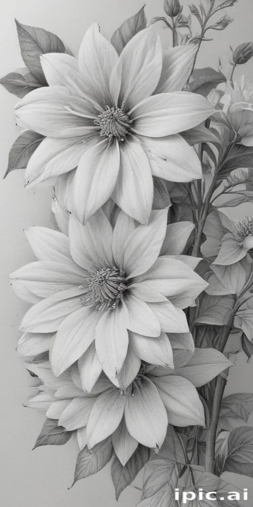 pencil drawn flowers