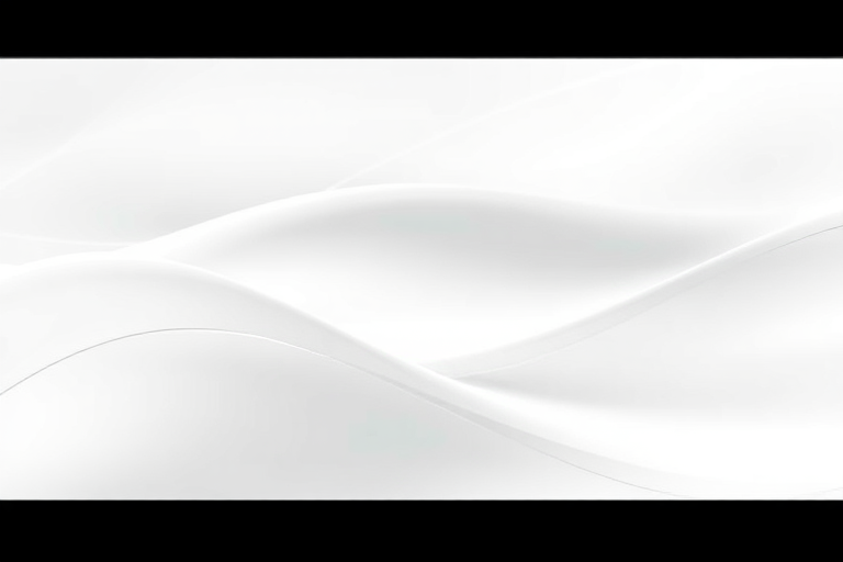 Create a high-contrast abstract image featuring soft, flowing lines in a gradient of white to light gray, using a DSLR camera with a 50mm lens, f/1.8 aperture, ISO 100, and a shutter speed of 1/200s, shot from a low-angle perspective with a smooth bokeh effect to enhance the image quality.