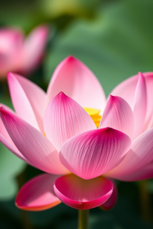 high-quality close-up of a pink lotus flower with vivid details and soft background blur, aperture f/2.8, shutter speed 1/200 sec, ISO 100, 50mm lens, natural light, DSLR camera