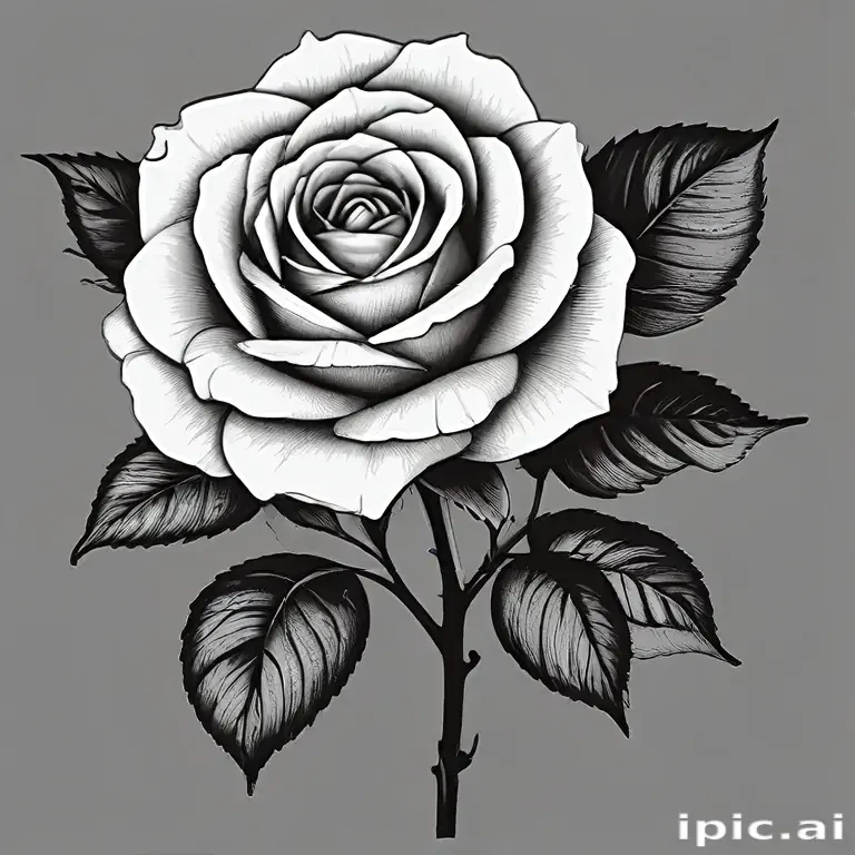 rose clip art black and white