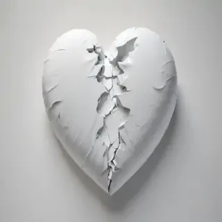 white broken heart