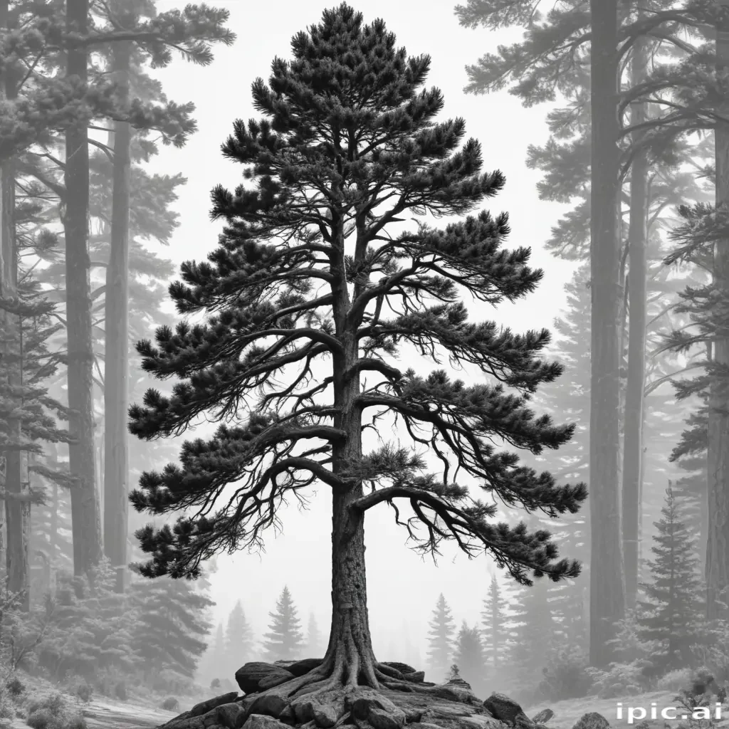 black and white pine tree clipart