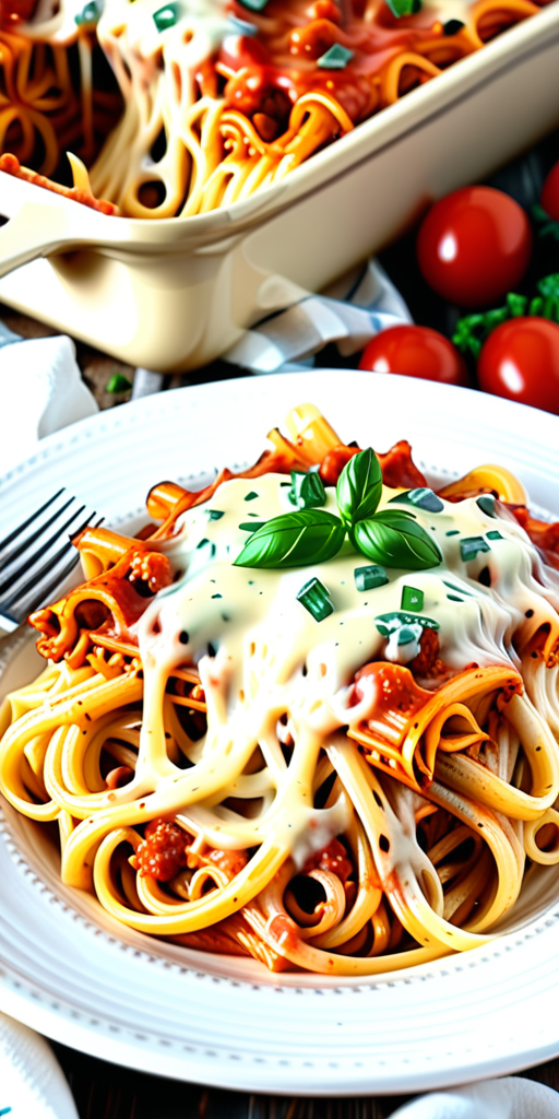 baked spaghetti with alfredo sauce