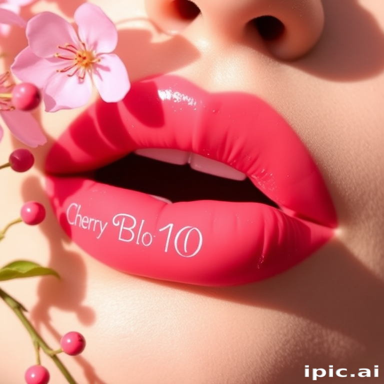 Romantic "Cherry Blossom" tinted lip balm providing a sheer wash of pink color while nourishing and protecting lips with natural botanicals and SPF protection