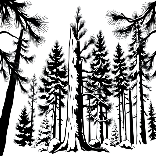 black and white pine tree clipart