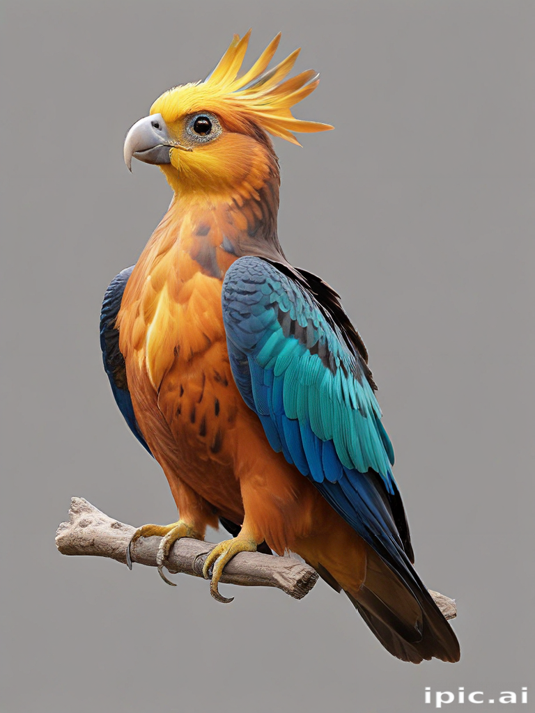 Vibrant and Majestic Bird with Colorful Feathers Perched on a Branch