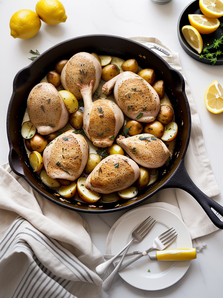skillet lemon-herb chicken and potatoes