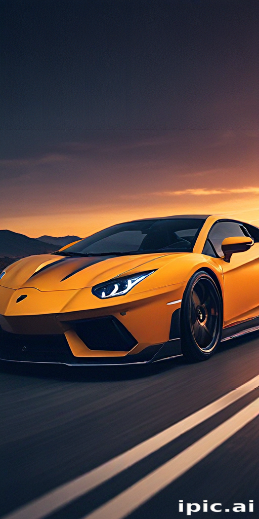 Stunning Yellow Sports Car Racing Along a Scenic Mountain Road at Sunset