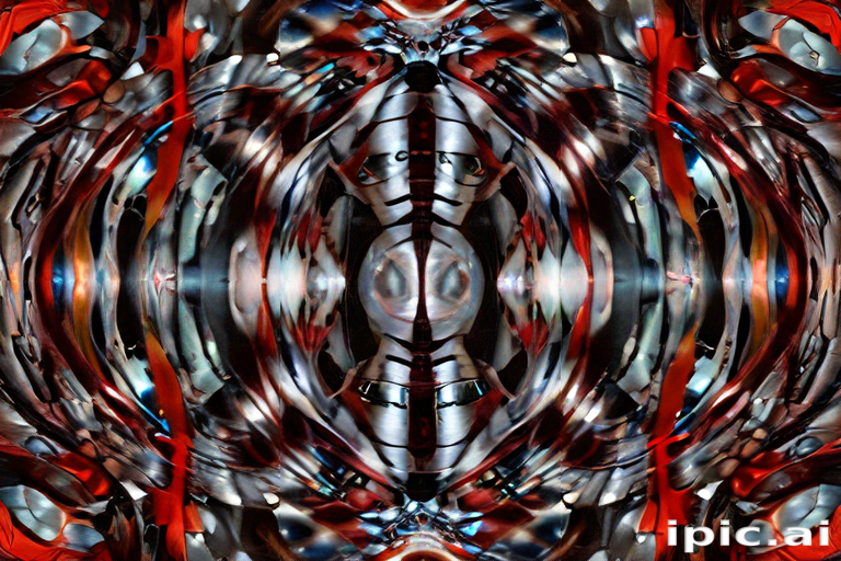 Abstract Reflection of Metallic Patterns Creating a Vibrant Symmetrical ...