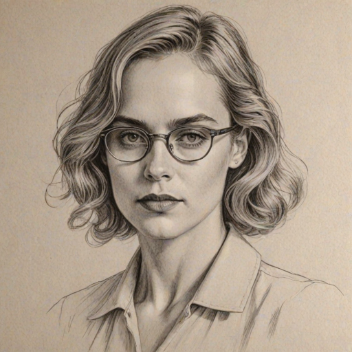 Gorgeous Nina Hoss, pencil sketch, portrait of Superb woman 1924s in glasses, hair style beatnik, outline, clear lines, fine lines, 8k