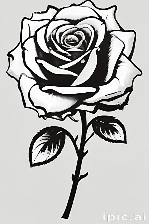 black and white rose clip art