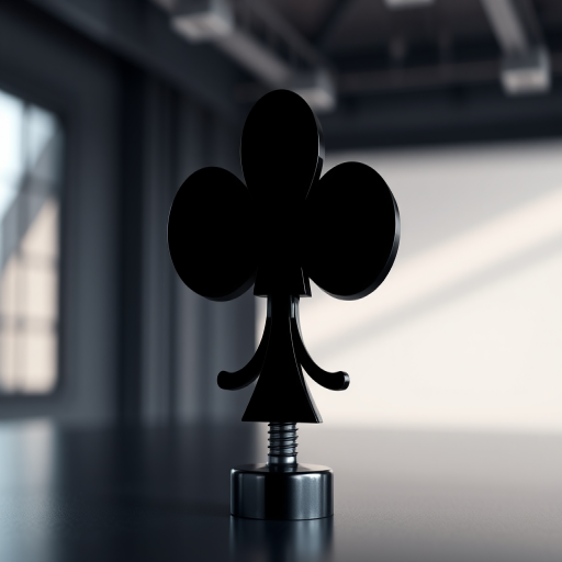 Create a high-resolution image of a black club symbol, shot with a DSLR camera at f/2.8 aperture, ISO 100, 50mm lens, in a well-lit studio setting, with a soft-focus background and sharp foreground details.