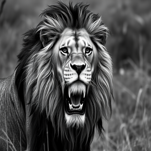 lion black and white