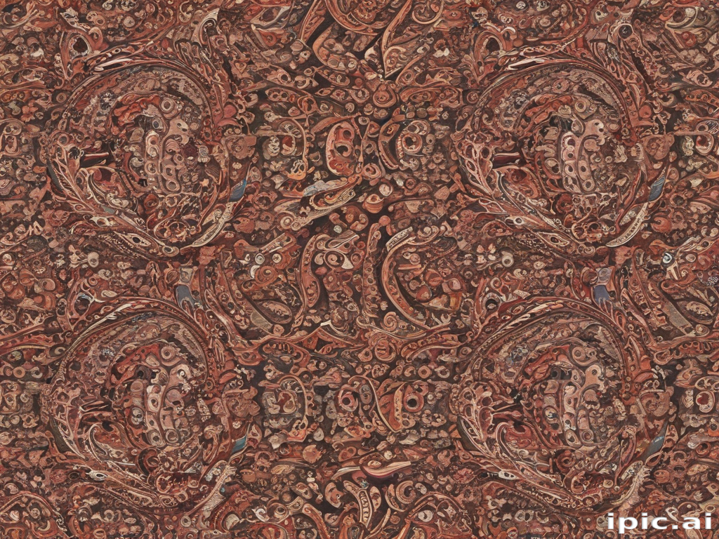 Rarest Shape Patterns Intricate Abstract Pattern of Swirling Shapes in Rich Earthy Tones.