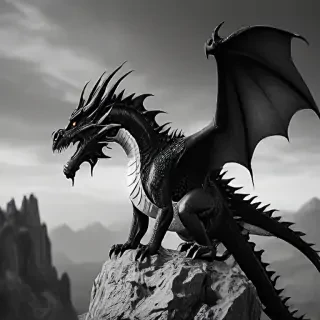 dragon black and white