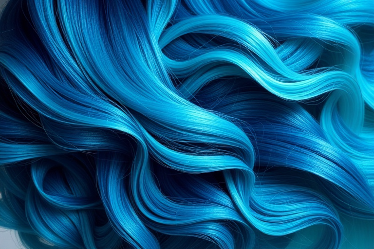 Elegant Ombre Mermaid Waves showcasing a stunning transition from deep navy blue roots to shimmering aquamarine tips with subtle silver accents throughout the flowing wavy texture