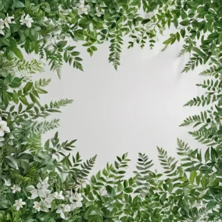white and greenery background