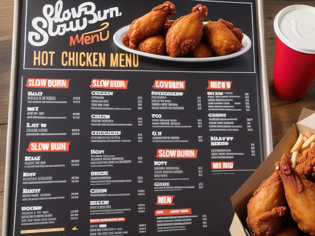 slow burn hot chicken menu