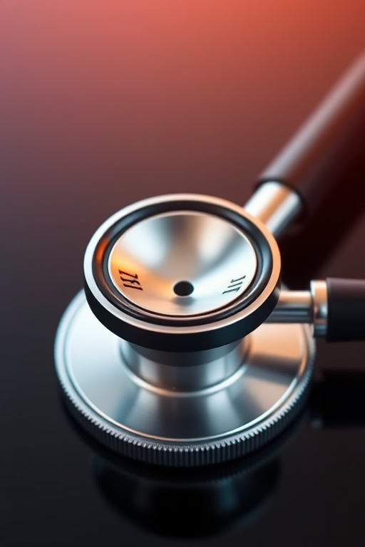 Create a high-resolution vector image of a stethoscope with a clear focus, using a professional DSLR camera set to f/2.8 aperture, ISO 100, 50mm lens, with a shallow depth of field.