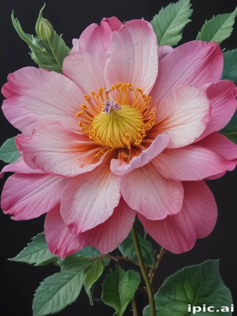 Beautiful Pink Flower with Delicate Petals and Vibrant Yellow Center