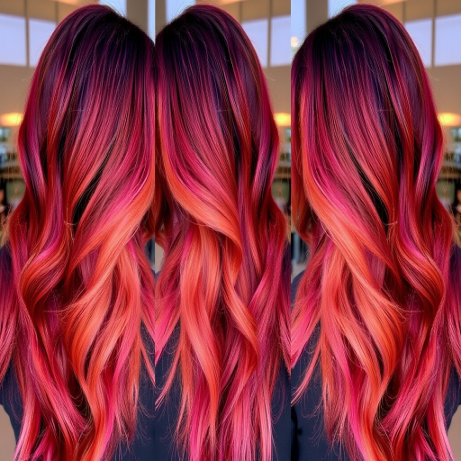 Sunset-inspired balayage melding warm oranges, pinks, and purples, Twilight's hair captures the essence of a beautiful dusk sky, with long layers adding dimension and movement
