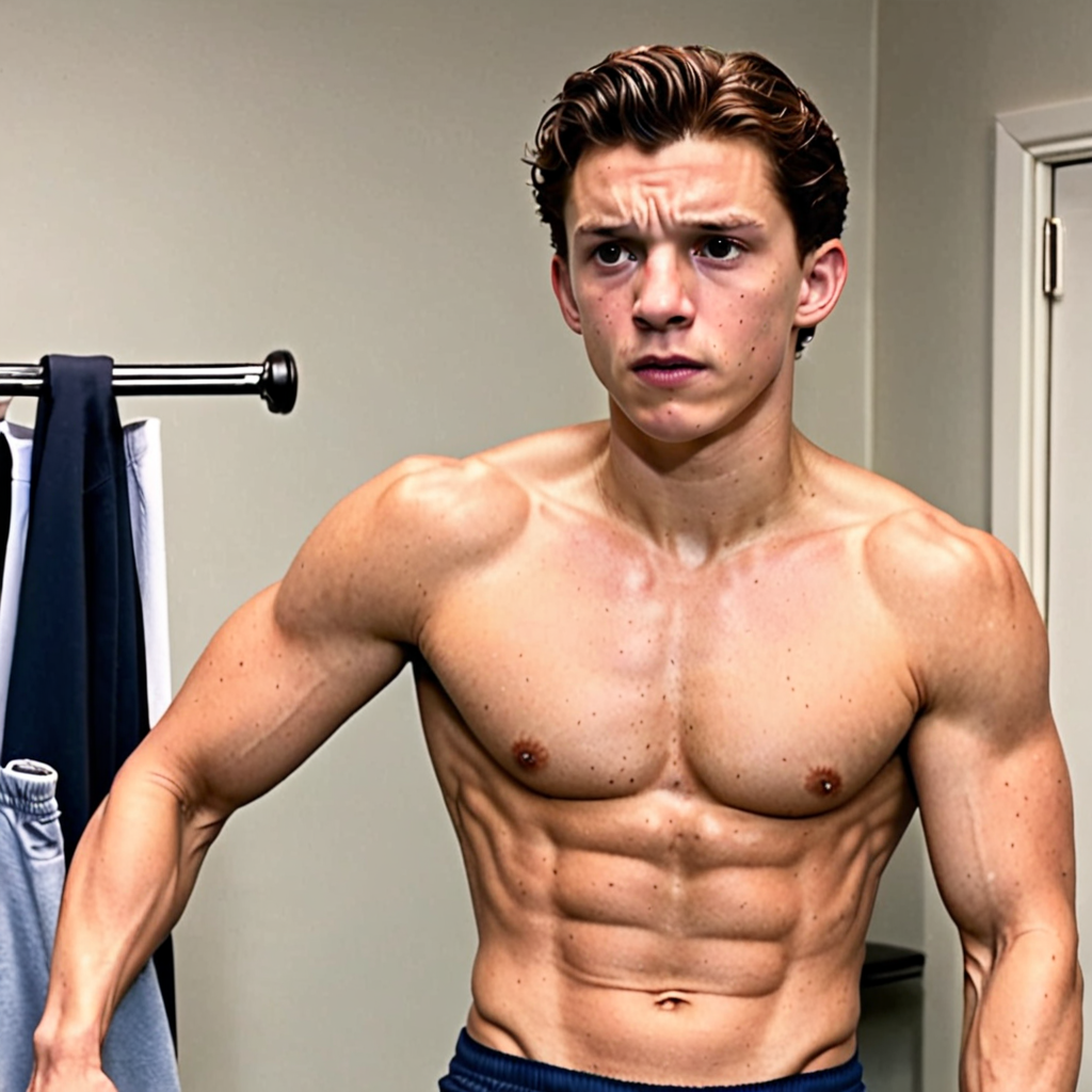 Free Ai Image Generator - High Quality and 100% Unique Images - iPic.Ai Tom  Holland with boxer shorts on. He has a serious face