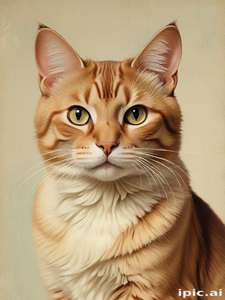Majestic Portrait of an Orange Tabby Cat with Striking Green Eyes