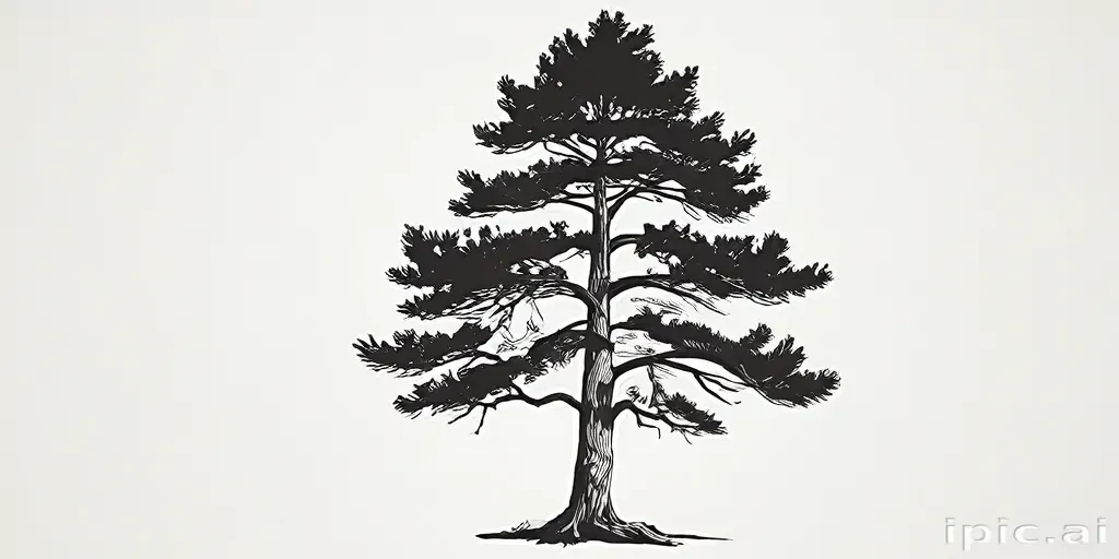 black and white pine tree clip art