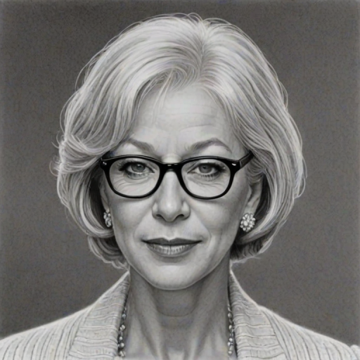 Exquisite Helen Mirren, pencil sketch, portrait of Magnificent woman 1926s in glasses, hair style beatnik, outline, clear lines, fine lines, 8k